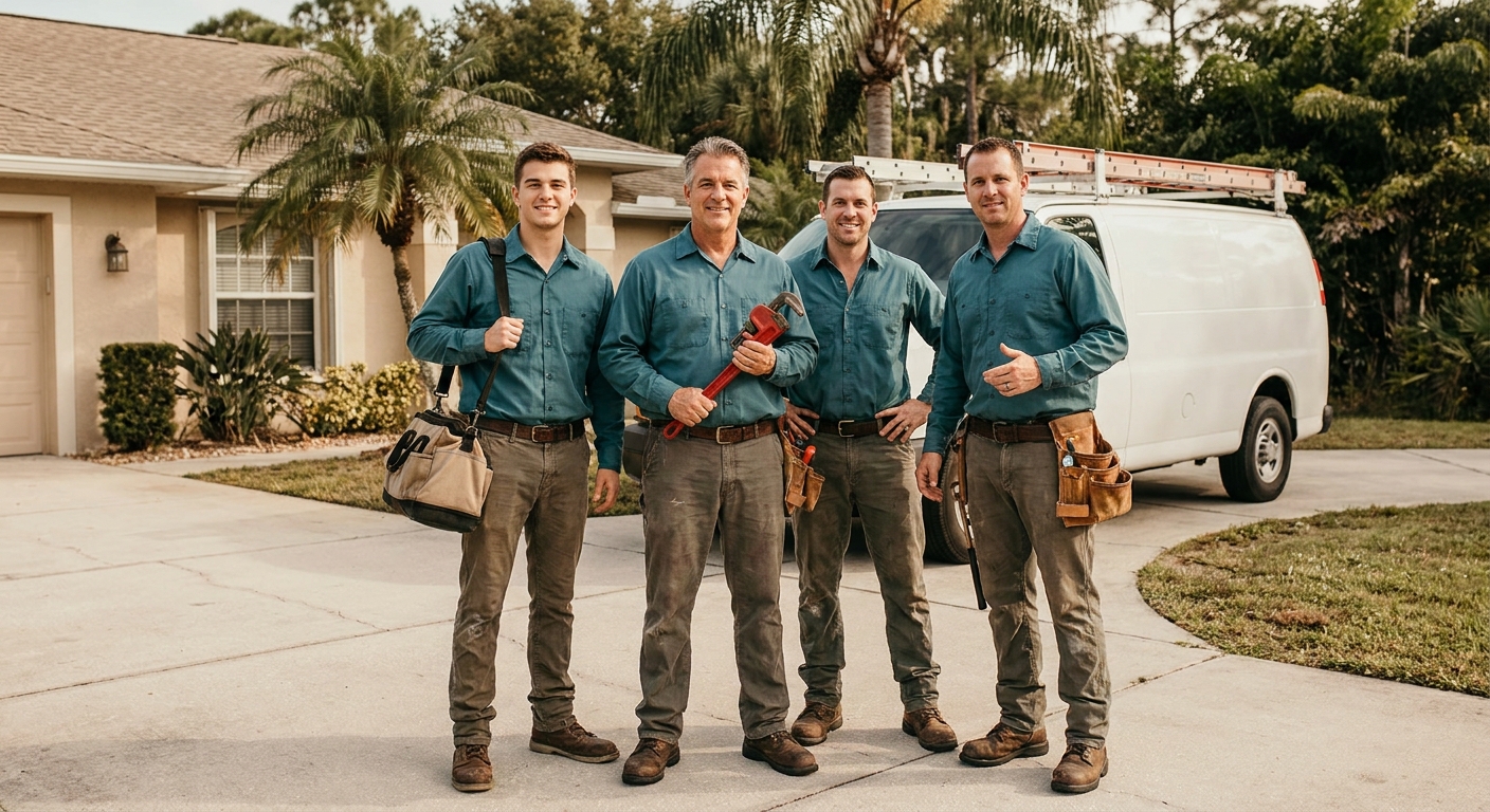 Tampa Bay plumber fixing a water heater in a home garage