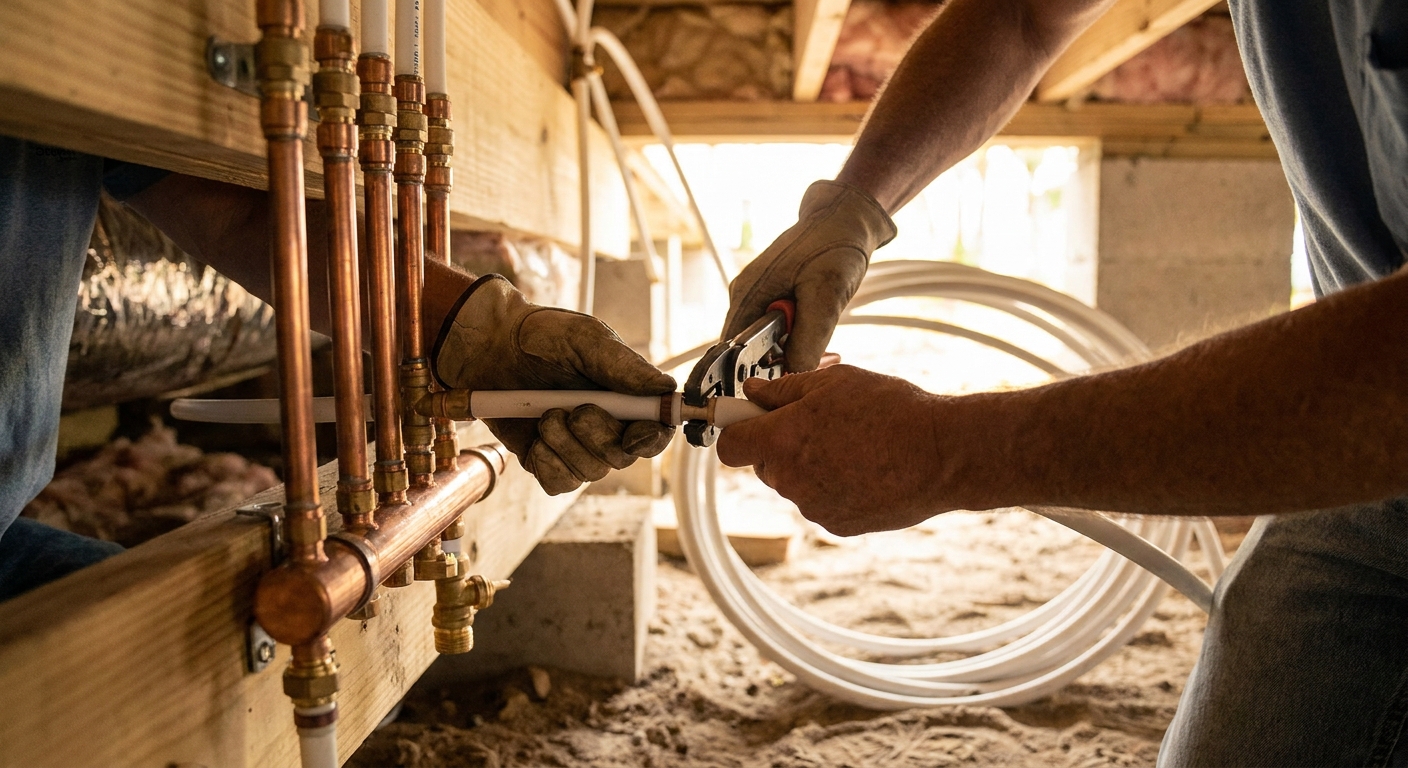 Tampa Plumbing Pro plumber servicing a home's water lines